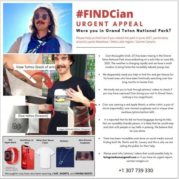 Family Of Missing Irishman In Wyoming Issue New Flyer And Appeal For Information