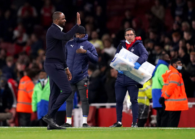 crystal-palace-manager-patrick-vieira-waves-to-the-fans-at-the-end-of-the-premier-league-match-at-the-emirates-stadium-london-picture-date-monday-october-18-2021