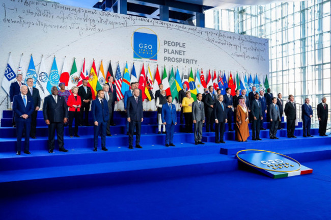 rome-italy-30th-oct-2021-world-leaders-stand-together-for-the-traditional-family-photo-at-the-start-of-the-g20-summit-meetings-the-first-in-person-meeting-since-the-start-of-the-pandemic-at-the-l