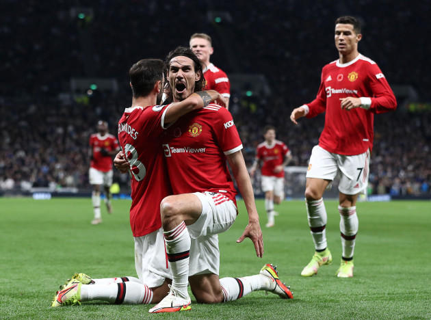 london-england-30th-october-2021-edinson-cavani-of-manchester-united-celebrates-after-scoring-to-make-it-2-0-during-the-premier-league-match-at-the-tottenham-hotspur-stadium-london-picture-credit