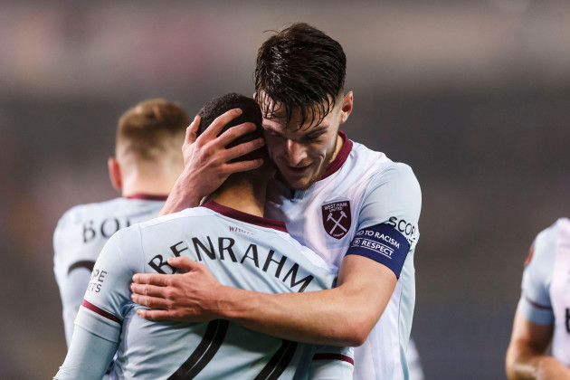 genk-belgium-04th-nov-2021-said-benrahma-of-west-ham-united-celebrates-with-declan-rice-of-west-ham-united-after-scoring-their-second-goal-to-make-the-score-1-2-during-the-uefa-europa-league-group