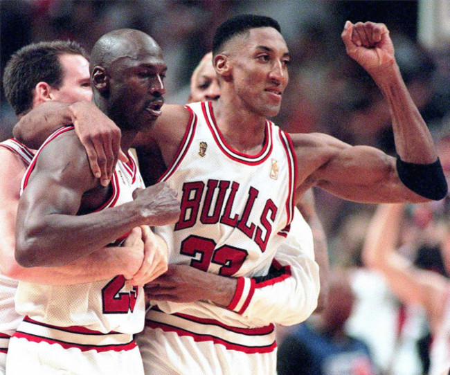 no-film-no-video-no-tv-no-documentary-chicago-bulls-michael-jordan-celebrates-a-last-second-game-winning-shot-with-teammates-scottie-pippen-right-jud-buechler-left-rear-and-dennis-rodman-rea