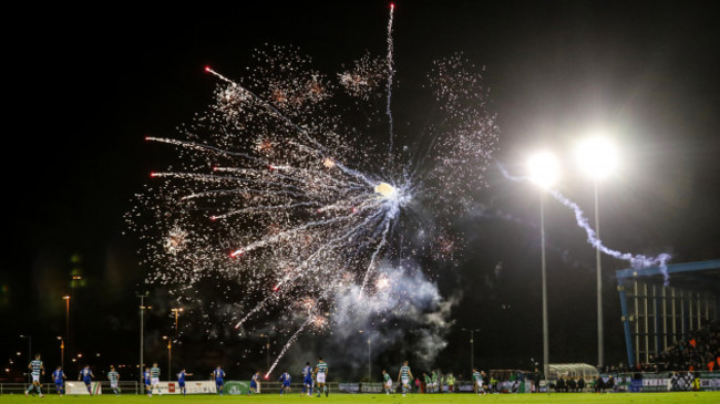 fireworks-are-set-off-at-rsc-waterford-hitting-players-on-the-pitch