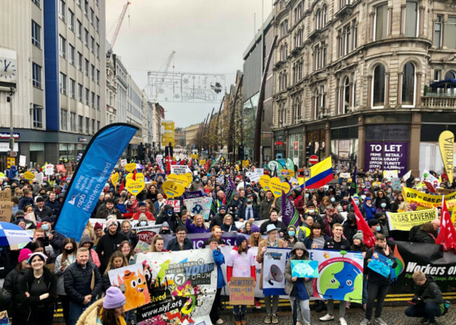 people-take-part-in-a-climate-change-protest-in-belfast-picture-date-saturday-november-6-2021-picture-date-saturday-november-6-2021