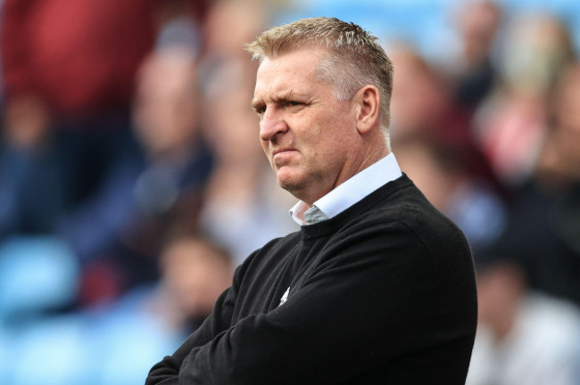 birmingham-uk-16th-oct-2021-dean-smith-manager-of-aston-villa-watching-wolves-players-warm-up-in-birmingham-united-kingdom-on-10162021-photo-by-mark-cosgrovenews-imagessipa-usa-credit-sip