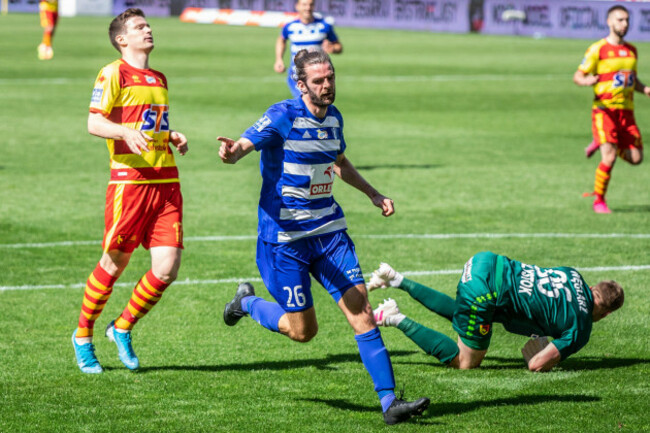 bialystok-poland-06th-june-2020-cillian-sheridan-of-wisla-plock-celebrates-a-goal-during-the-polish-pko-ekstraklasa-match-between-jagiellonia-bialystok-and-wisla-plock-final-score-jagiellonia-bi