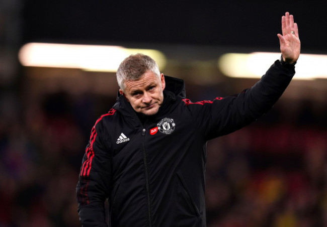 manchester-united-manager-ole-gunnar-solskjaer-applauds-the-fans-after-the-final-whistle-during-the-premier-league-match-at-vicarage-road-watford-picture-date-saturday-november-20-2021