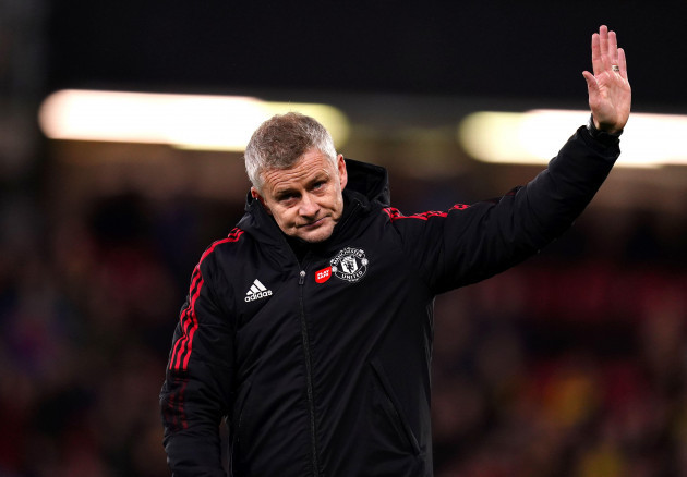 manchester-united-manager-ole-gunnar-solskjaer-applauds-the-fans-after-the-final-whistle-during-the-premier-league-match-at-vicarage-road-watford-picture-date-saturday-november-20-2021