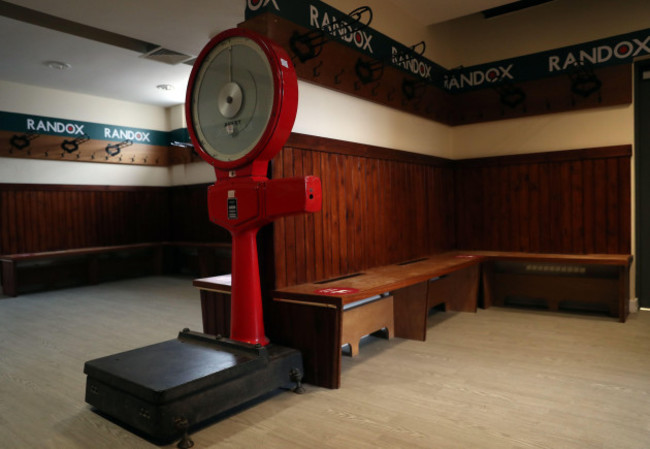 inside-the-weighing-room-during-the-preview-day-of-the-2021-randox-health-grand-national-festival-at-aintree-racecourse-liverpool-picture-date-wednesday-april-7-2021