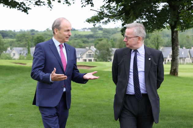 taoiseach-micheal-martin-left-and-chancellor-of-the-duchy-of-lancaster-michael-gove-at-the-british-irish-council-summit-in-lough-erne-resort-in-enniskillen-co-fermanagh-picture-date-friday-june-1