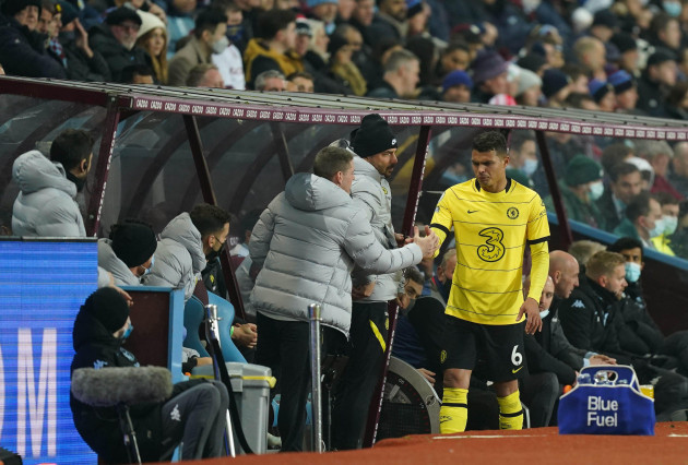 chelseas-thiago-silva-is-consoled-by-members-of-the-back-room-staff-after-being-forced-to-come-off-with-an-injury-during-the-premier-league-match-at-villa-park-birmingham-picture-date-sunday-decem