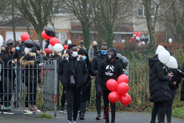 friends-and-relations-of-george-nkencho-gather-to-release-balloons-to-commemorate-his-life-near-the-spot-where-he-was-shot-dead-outside-his-home-by-armed-gardai-in-clonee-west-dublin-on-wednesday-de