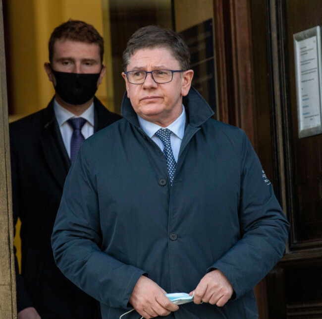 john-sweeney-60-right-and-james-sweeney-32-leave-galway-district-court-in-co-galway-after-attending-a-hearing-where-theyre-two-of-four-people-accused-to-have-breached-covid-restrictions-by-organis