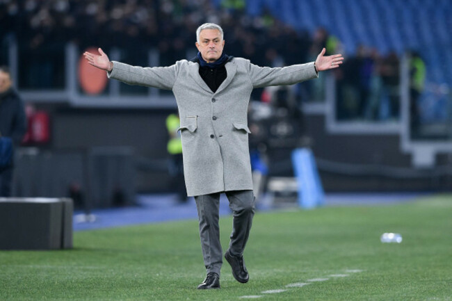 rome-italy-09th-jan-2022-jose-mourinho-manager-of-as-roma-gestures-during-the-serie-a-match-between-roma-and-juventus-at-stadio-olimpico-rome-italy-on-9-january-2022-credit-giuseppe-maffiaal