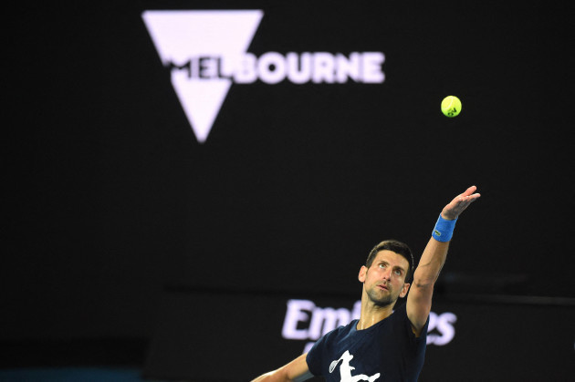 novak-djokovic-is-seen-in-what-it-could-be-his-final-practice-at-the-2022-australian-open-at-melbourne-park-in-melbourne-australia-on-january-14-2022-australia-has-revoked-tennis-star-novak-djokovi