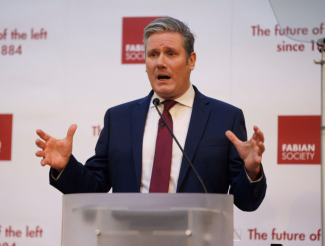 london-uk-15th-jan-2022-labour-leader-sir-keir-starmer-gives-his-keynote-speech-to-the-fabian-society-he-talked-about-the-parties-at-downing-street-and-pointed-the-finger-at-the-prime-minister