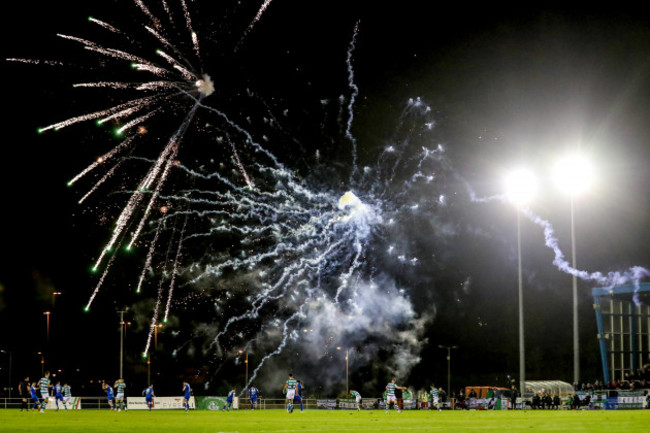 fireworks-are-set-off-at-rsc-waterford-hitting-players-on-the-pitch