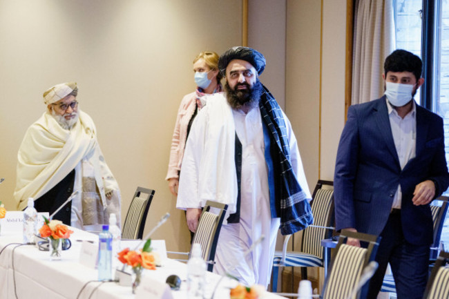 oslo-norway-20220125-taliban-representatives-mutiul-haq-nabi-kheel-and-amir-khan-muttaqi-during-the-meeting-between-norwegian-humanitarian-organizations-and-representatives-from-the-taliban-at-the-s