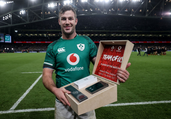 caelan-doris-is-presented-with-the-vodafone-player-of-the-match-of-award-after-the-game