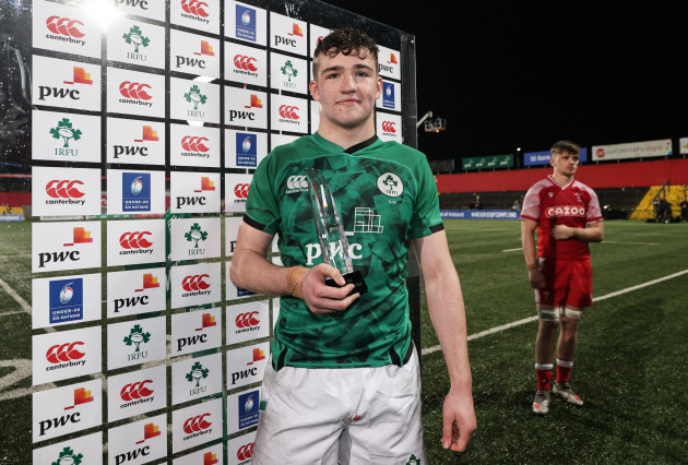 james-culhane-is-presented-with-the-player-of-the-match-award