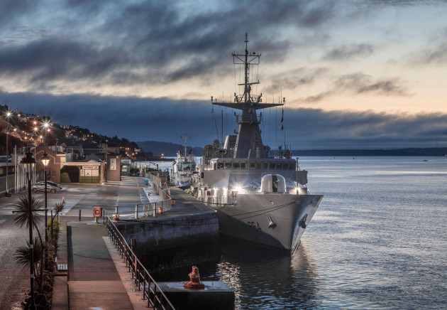 cobh-cork-ireland-12th-october-2020-naval-vessel-le-george-bernard-show-berthed-at-the-deep-water-quay-before-dawn-in-cobh-co-cork-ireland-credit-david-creedon-alamy-live-news