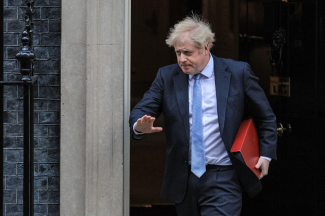 london-uk-09th-feb-2022-boris-johnson-british-prime-minister-exits-10-downing-street-for-pmqs-credit-imageplotteralamy-live-news