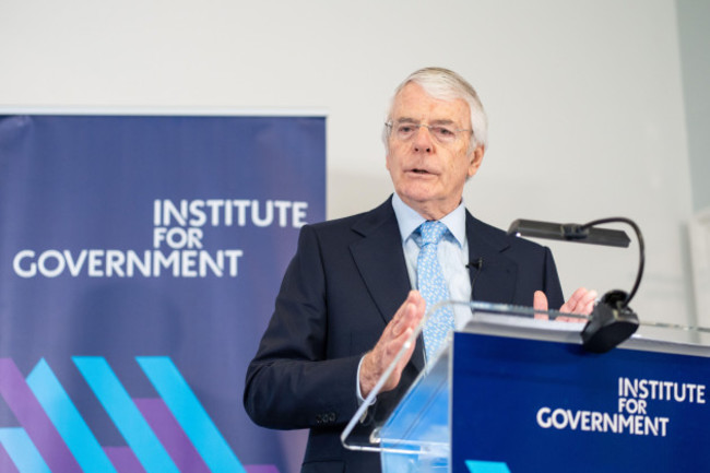 former-prime-minister-sir-john-major-during-his-keynote-speech-at-the-institute-for-government-central-london-on-the-issue-of-trust-and-standards-in-a-democracy-picture-date-thursday-february-10