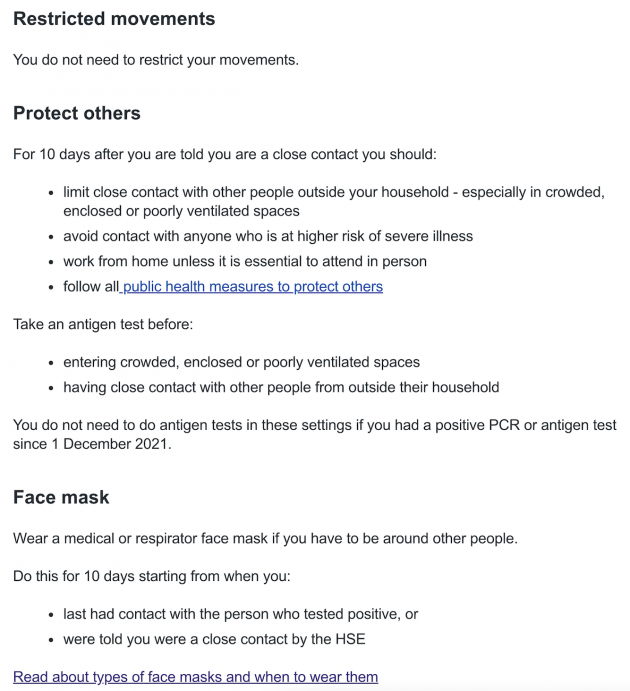 HSE updates online advice for boosted close contacts, detailing