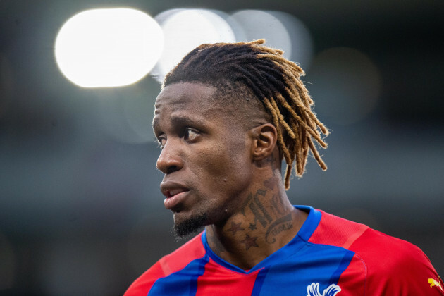 london-england-february-19-wilfried-zaha-during-the-premier-league-match-between-crystal-palace-and-chelsea-at-selhurst-park-on-february-19-2022