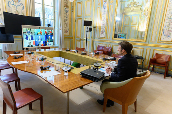 president-macron-takes-part-in-the-g7-leaders-summit-by-videoconference-paris