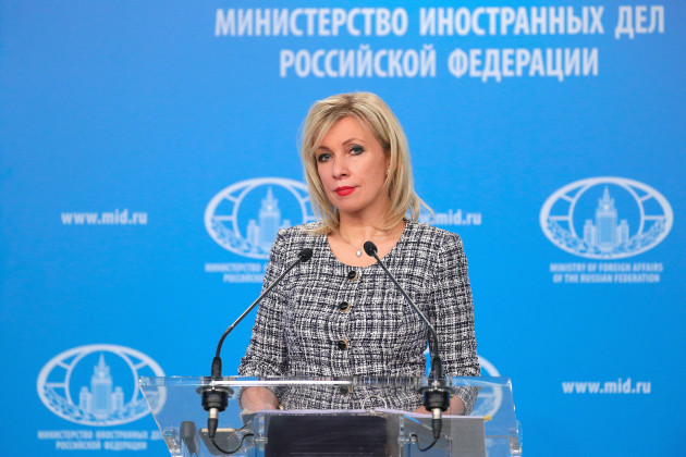 moscow-russia-25th-feb-2022-the-spokeswoman-of-russias-ministry-of-foreign-affairs-maria-zakharova-gives-a-press-briefing-on-foreign-policy-issues-credit-russian-ministry-of-foreign-affairst