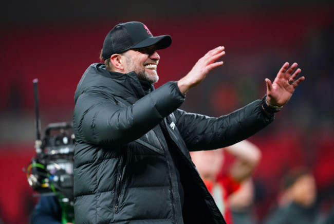 liverpool-manager-jurgen-klopp-celebrates-after-winning-the-carabao-cup-final-at-wembley-stadium-london-picture-date-sunday-27th-february-2022