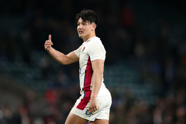 london-uk-26th-feb-2022-marcus-smith-of-england-looks-on-guinness-six-nations-championship-2022-match-england-v-wales-at-twickenham-stadium-in-london-on-saturday-26th-february-2022-pic-by-andre