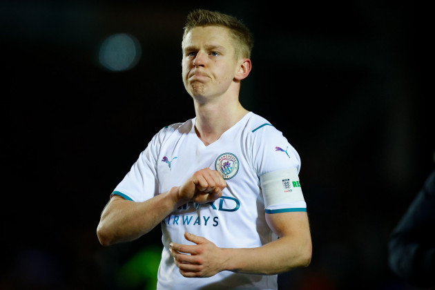 1st-march-2022-weston-homes-stadium-peterborough-cambridgeshire-england-fa-cup-football-peterborough-versus-manchester-city-oleksandr-zinchenko-of-manchester-city-is-visibly-moved-at-support-f