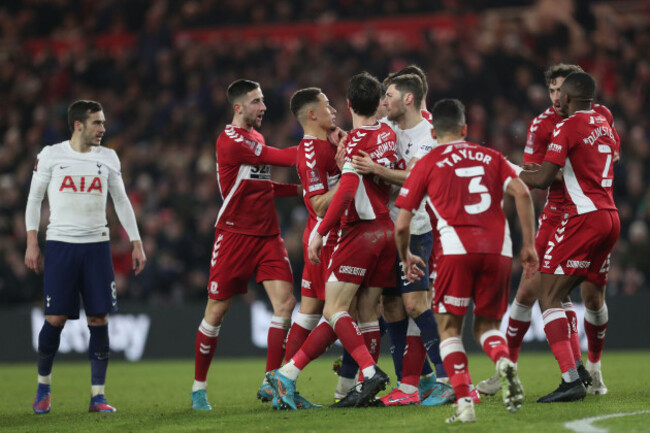 middlesbrough-uk-mar-1st-middlesbroughs-marcus-tavernier-and-tottenham-hotspurs-ben-davies-exchange-words-during-the-fa-cup-fifth-round-match-between-middlesbrough-and-tottenham-hotspur-at-the-riv