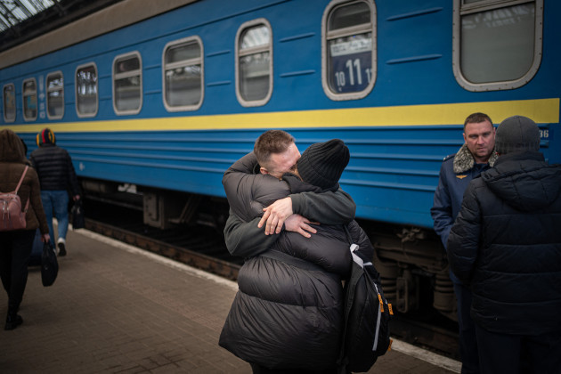 ukrainians-flee-to-poland-by-train