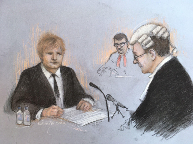 court-artist-sketch-by-elizabeth-cook-of-ed-sheeran-at-the-rolls-building-at-the-high-court-in-london-where-he-has-brought-legal-action-over-his-2017-hit-song-shape-of-you-after-song-writers-sami-c