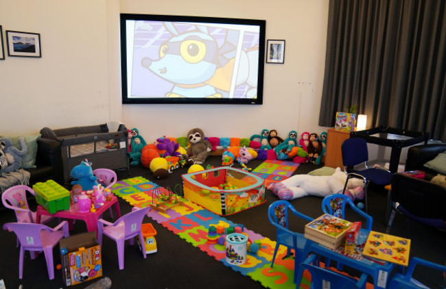 a-view-of-a-welcome-room-at-a-new-processing-facility-for-ukrainian-refugees-which-has-been-set-up-at-the-old-central-terminal-building-at-dublin-airport-picture-date-wednesday-march-9-2022