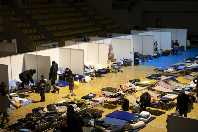 Rest facilities have been set up inside sports hall for Ukrainian refugees in Poland_Photo Credit_Plan International