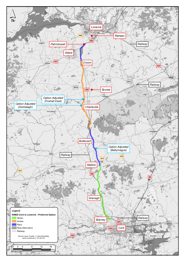 NM20 Cork to Limerick Preferred Option Map
