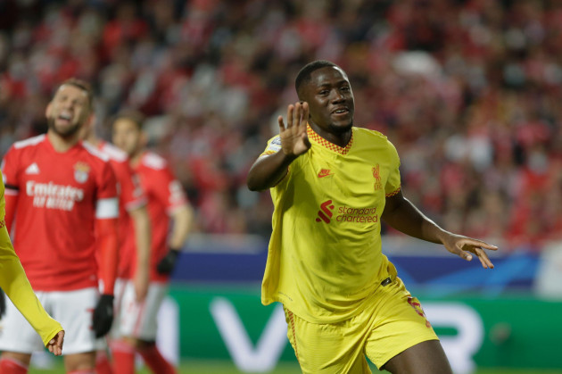 lisboa-portugal-05th-apr-2022-ibrahima-konate-defender-of-liverpool-fc-celebrates-a-goal-during-the-uefa-champions-league-quarter-final-first-leg-match-between-sl-benfica-and-liverpool-fc-on-april