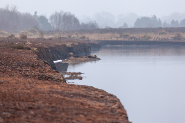 Photo of an artificial lake formed where peat was cut at a bog