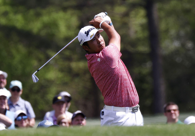 augusta-united-states-04th-apr-2022-hideki-matsuyama-of-japan-hits-a-tee-shot-on-the-12th-hole-during-a-practice-round-leading-up-to-the-masters-golf-tournament-at-augusta-national-golf-club-in-au