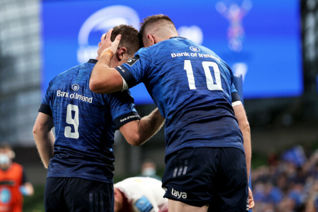 johnny-sexton-celebrates-scoring-a-try-with-luke-mcgrath