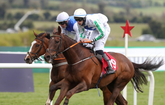 great-bear-and-darragh-okeeffe-right-coming-home-to-win-the-have-the-conversation-say-yes-to-organ-donation-novice-handicap-hurdle-during-day-one-of-the-punchestown-festival-at-punchestown-racecour
