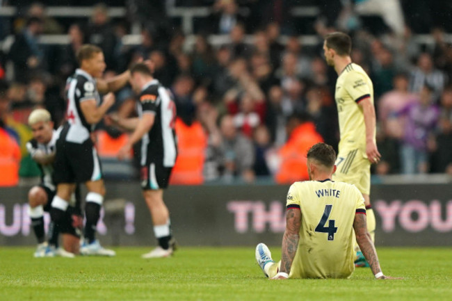 arsenals-ben-white-appears-dejected-after-the-premier-league-match-at-st-james-park-newcastle-upon-tyne-picture-date-monday-may-16-2022
