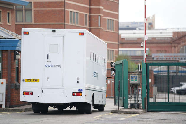 a-view-of-a-prison-van-arriving-at-nottingham-magistrates-court-where-robert-biggs-is-due-to-appear-charged-with-assault-occasioning-actual-bodily-harm-and-going-on-to-the-playing-area-at-a-football