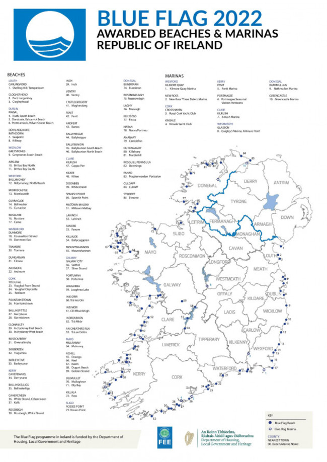 Blue Flag Beaches and Marinas 2022 Map Page-page-001