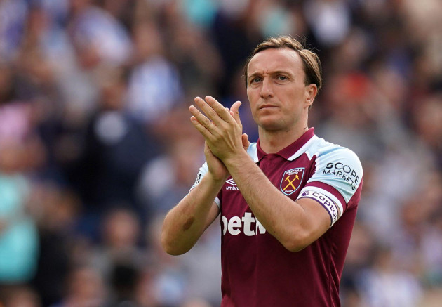 west-ham-uniteds-mark-noble-applauds-the-fans-following-the-premier-league-match-at-the-amex-stadium-brighton-picture-date-sunday-may-22-2022