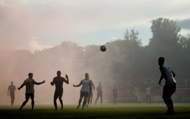 a-view-of-the-action-during-the-first-half